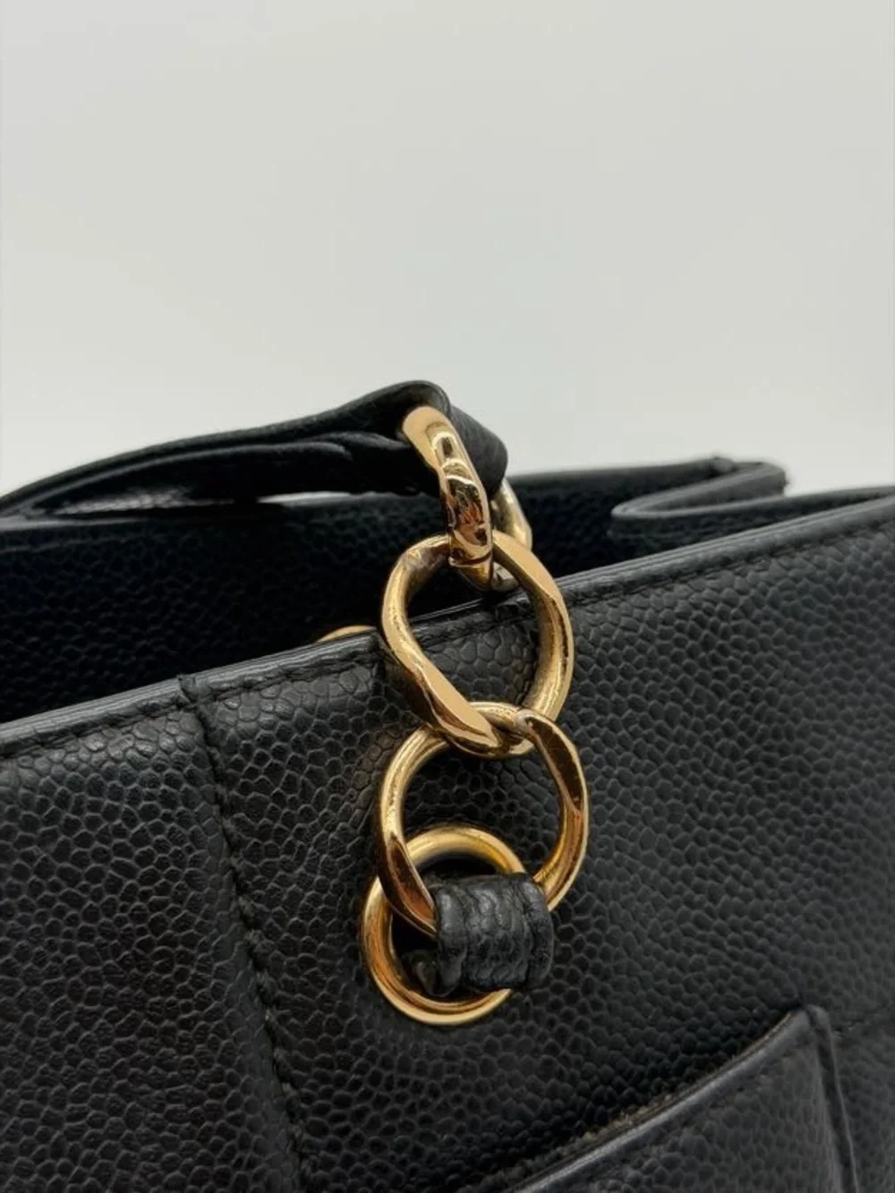 Vintage Chanel Caviar Tote Chocolate Bar Leather Tote with Gold Hardware